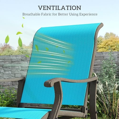 Outsunny Outdoor Glider Chair, Gliders for Outside Patio with Steel Frame and Mesh Fabric for Backyard, Garden, and Porch, Blue