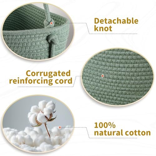 Over The Door Organizer Hanging Basket for Nursery Decor Stuffed Animal Storage Baskets Boho Wall Decor Basket for Bathroom Bedroom Playroom - Green