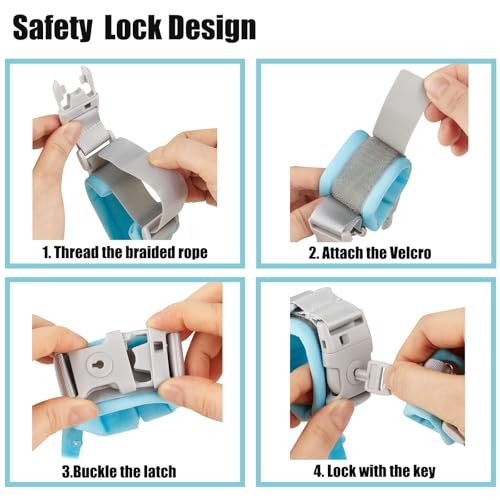 PandaEar Anti Lost Wrist Link, Toddler Harness Walking Leash Safety Child Wristband Leashes for Babies Kids -Blue