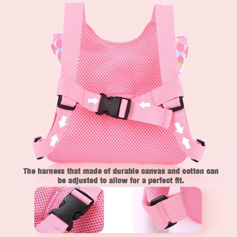 PandaEar Toddler Leash Harness and Anti Lost Wrist Link, 3 in 1 Kids Safety Harnesses with Leash, Child Anti-Lost Leash Walking Wristband Assistant Strap Belt for Baby Girls -Pink