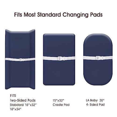 PHF Baby Changing Pad Covers for Boys Girls, 2 Pack Ultra Soft Breathable Microfiber Changing Pad Table Sheets for Most Baby Changing Pads, Light Grey & Navy