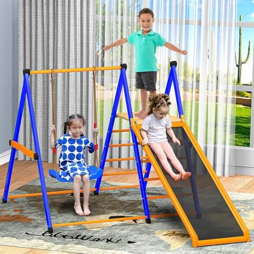 Pikler Triangle Set 4-in-1Foldable Indoor Jungle Gym for Kids,Multifunction Indoor Climber Playset with Swing,Formaldehyde-Free Kids Indoor Playground,Montessori Climbing Set for Toddler