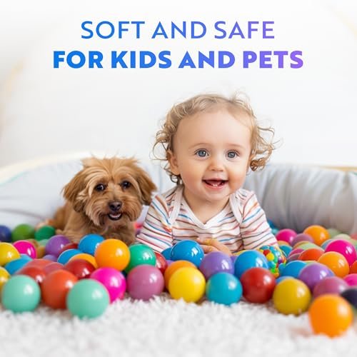 Playz Soft Plastic Mini Ball Pit Balls 50 Count - w/ 8 Vibrant Colors - Crush Proof, No Sharp Edges, Non Toxic, Phthalate & BPA Free for Baby Toddler Ball Pit, Play Tents & Tunnels Indoor & Outdoor