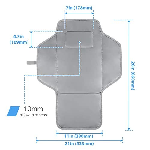 Portable Changing Pad Travel - Waterproof Compact Diaper Changing Mat with Built-in Pillow - Lightweight & Foldable Changing Station(Cute Elephant)