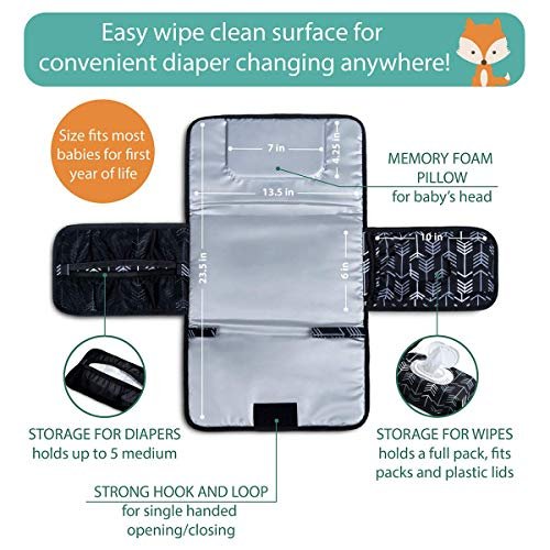 Portable Changing Pad - Waterproof Travel Baby Diaper Changing Pad, Mat Foldable, Wipes Pocket, Gifts