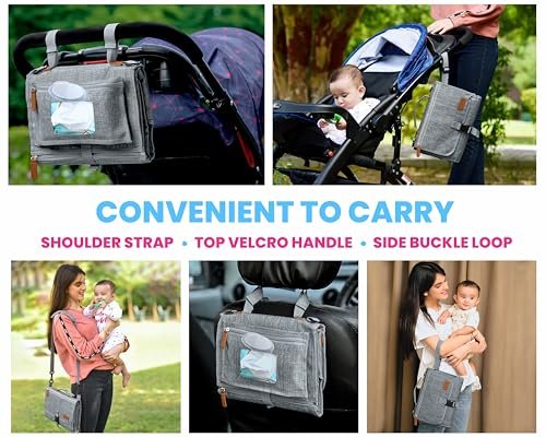 Portable Changing Pad with Shoulder Strap - Detachable Travel Changing Pad - Baby Shower Gifts - Fully Padded & Lightweight - Baby Boy Gifts - Diaper Changing Pad - Changing Mat 27"x22"