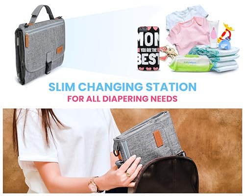 Portable Changing Pad with Shoulder Strap - Detachable Travel Changing Pad - Baby Shower Gifts - Fully Padded & Lightweight - Baby Boy Gifts - Diaper Changing Pad - Changing Mat 27"x22"