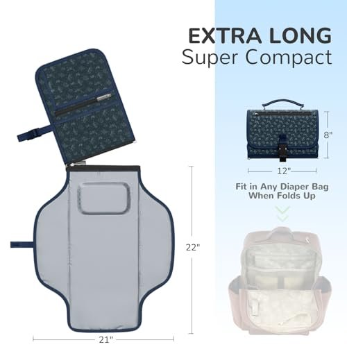 Portable Changing Pad with Shoulder Strap - Detachable Travel Changing Pad with Head Pillow, Lightweight & Waterproof Portable Diaper Changing Pad for Baby Shower Gifts