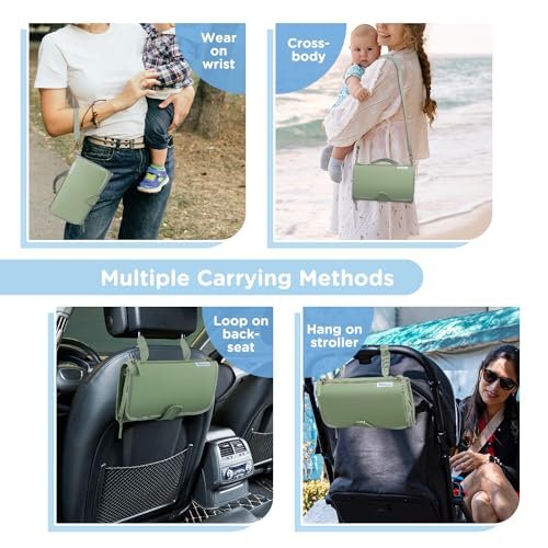 Portable Diaper Changing Pad by LilStinker, Newborn Baby Changing Pad & Travel Diaper Bag, Portable Changing Pad for Baby - Baby Changing Station, New Mom Gift (Sage Green)