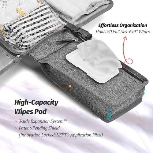 Portable Diaper Changing Pad - Changing Pad Portable with Wipes Pocket, Waterproof Diaper Changing Mat, Portable Changing Pad for Baby, Newborn Gift（Grey）
