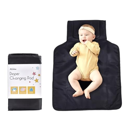 Portable Diaper Changing Pad, Portable Changing Pad for Baby with Flip-able Pillow, Baby Changing Mat for Travel, 19.7 x 27.5 in