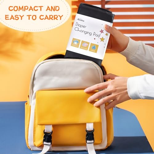 Portable Diaper Changing Pad, Portable Changing Pad for Baby with Flip-able Pillow, Baby Changing Mat for Travel, 19.7 x 27.5 in