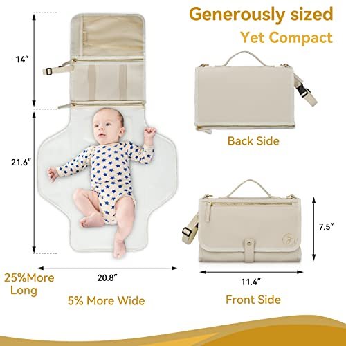 Portable Diaper Changing Pad. Portable Changing Pad for Diaper Bag. Travel Changing Pad. Newborn Essentials, Newborn Girls and Boys, Cream, 750 Count