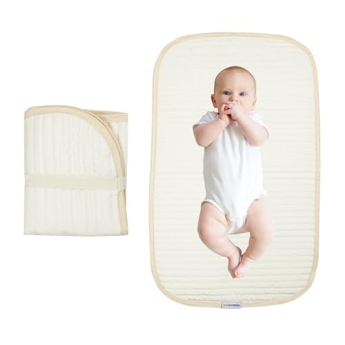 Portable Diaper Changing Pad-Quilted Thicker Waterproof Changing Pad-Change Pad Liner Bed Pad Play Mat-Travel Diaper Changing Pad (Flat)
