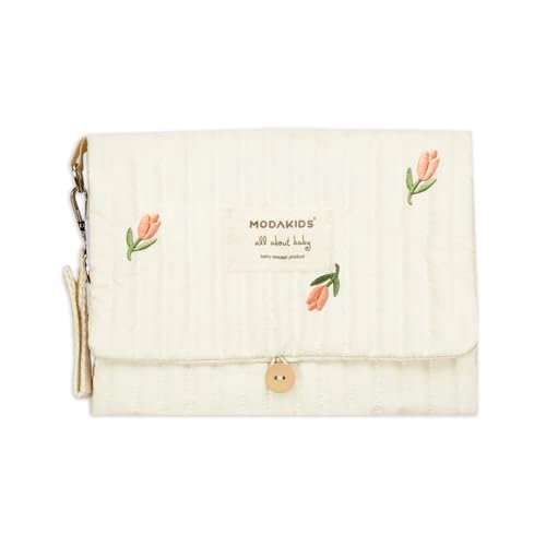 Portable Diaper Changing Pad, with, for Newborn Girl & Boy with Smart Wipes Pocket, Easy-Clean, Waterproof, Soft, Comfortable Foldable Baby Changing Pad (Flower)