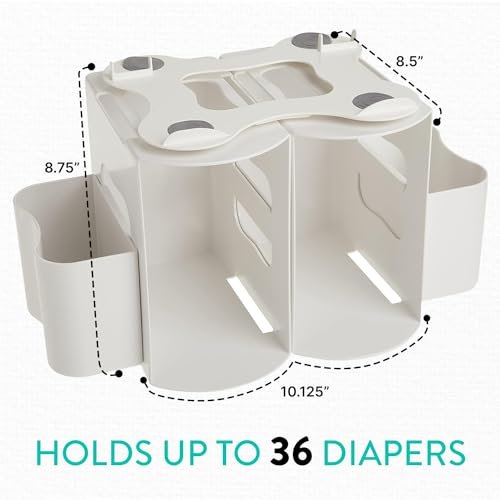 Prince Lionheart 2-in-1 Diaper Caddy - Modular Diaper Depot Organizer for Holding All Nursery Essentials – Versatile Storage for Diapers, Creams, Wipes, and More
