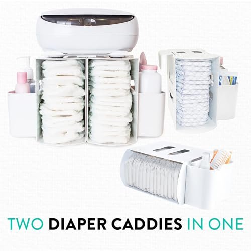 Prince Lionheart 2-in-1 Diaper Caddy - Modular Diaper Depot Organizer for Holding All Nursery Essentials – Versatile Storage for Diapers, Creams, Wipes, and More