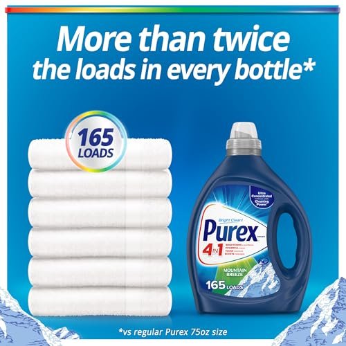Purex Liquid Laundry Detergent, Ultra Concentrated, Mountain Breeze, 82.5 Ounce, 165 Loads