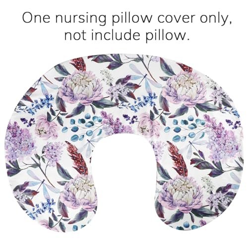 Purple Floral Wisteria Nursing Pillow Cover, Nursing Pillowcase Set for Baby boy or Baby Girl, Nursing Pillow slipcover Cushion Cover, Soft Fabric for snuggling Baby, Suitable for Nursing Pillows