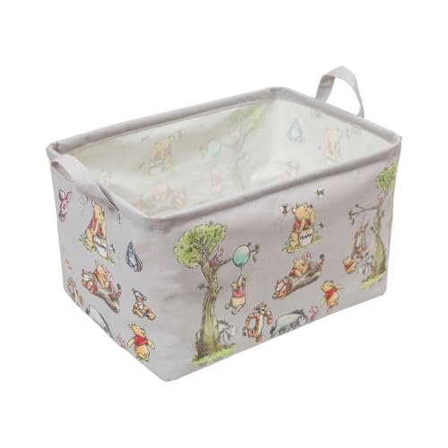 Rectangle Cute Bear Nursery Storage Basket With A Waterproof PE Coating, Foldable Large Canvas Laundry Hamper, Decorative Storage Baskets Suitable For Bathroom and Bedroom (Gray)