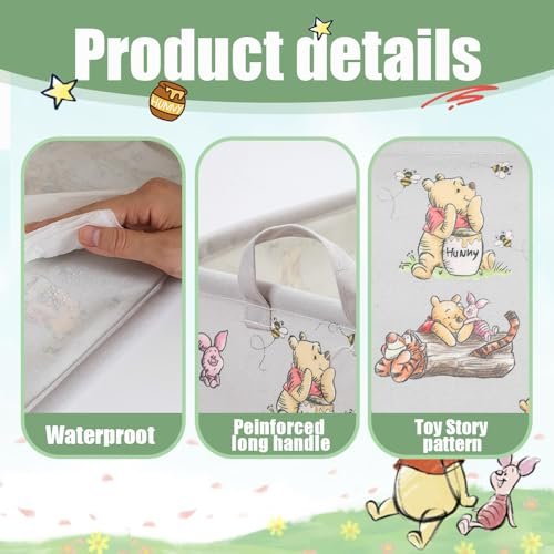 Rectangle Cute Bear Nursery Storage Basket With A Waterproof PE Coating, Foldable Large Canvas Laundry Hamper, Decorative Storage Baskets Suitable For Bathroom and Bedroom (Gray)