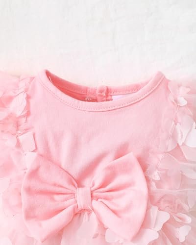 Renotemy Baby Girl Flower Dress Summer, Tutu Tulle Boho Princess Wedding Birthday Party Dresses for Infant Girls 0-18 Months