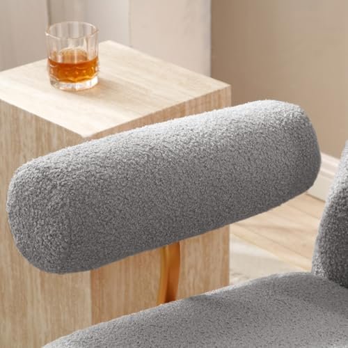 Rocking Chair Nursery, Modern Sherpa Fabric Glider Rocker Rocking with Gold Metal Frame, Rocking Accent Chairs for Living Room, Bedroom, Office (Gray Teddy)