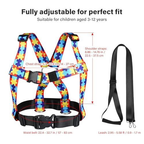 Safety Harness Leash for Special Needs Child Aged 3-12 Years Fully Ajustable, Sturdy Walking Harness for Older Children with Grab Handle, Keeping Active ADHD/ASD Autism Kids Safe in Public