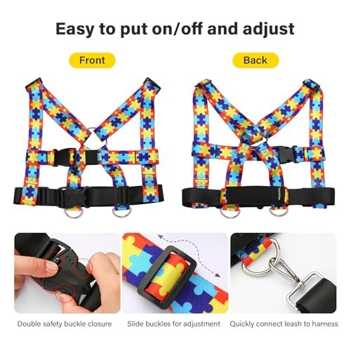 Safety Harness Leash for Special Needs Child Aged 3-12 Years Fully Ajustable, Sturdy Walking Harness for Older Children with Grab Handle, Keeping Active ADHD/ASD Autism Kids Safe in Public