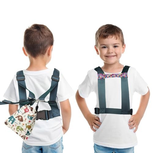 Safety Walking Harness for Older Children, Kids Secure Walking Leash with Adjustable Tether for Autism,Special Needs ADHD ASD Child, Youth Autism Elopement Harness with Pouch
