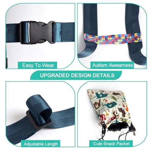 Safety Walking Harness for Older Children, Kids Secure Walking Leash with Adjustable Tether for Autism,Special Needs ADHD ASD Child, Youth Autism Elopement Harness with Pouch