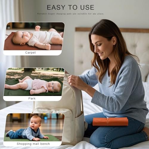 Sage Green Diaper Changing Pad for Baby, Portable Baby Changing Mat for Travel or Home, Foldable Mat Fits Perfectly in Diaper Bag (67-03)