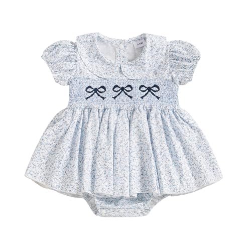Sasaerucure Summer Baby Girls Clothes Floral Short Sleeve Romper Dress Tutu Bodysuit Doll Collar Jumpsuit One Piece Outfit