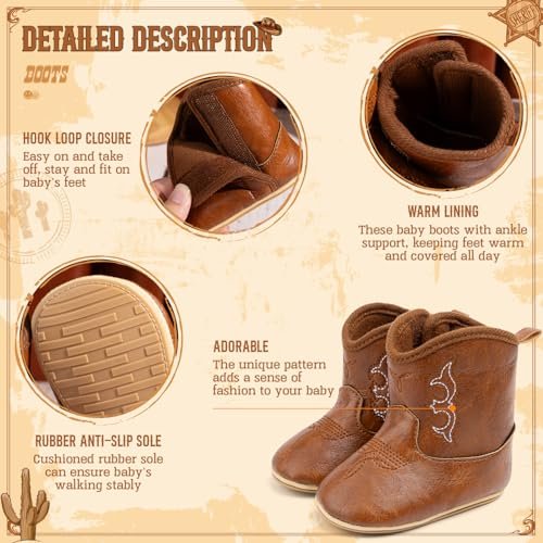 Sawimlgy Infant Baby Boys Girls Plush Winter Snow Boots Cowboy Tassels Bowknot Ankle Side Zipper Soft Sole Boots Toddler Newborn Warm First Walker Crib Outdoor Shoes