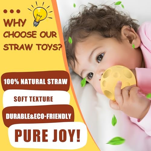 Sensory Balls for Babies,Ball for Toddlers 1-3, Soft & Textured Montessori Baby Toys 6 to 12 Months,Wheat Straw Soft Montessori Toys for Babies