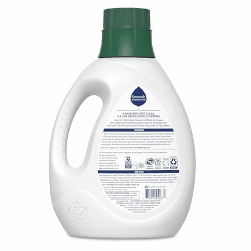 Seventh Generation Liquid Laundry Detergent, Free & Clear, 60 Loads, USDA Certified 97% Biobased, 90 Fl Oz