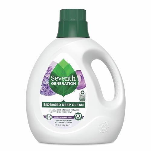 Seventh Generation Liquid Laundry Detergent, Fresh Lavender Scent, 90 Loads, Fights Stains, 135 Fl Oz