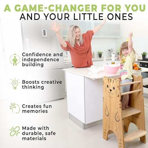 Shandra Kids Kitchen Step Stool for Toddlers, Toddler Tower Adjustable Stool - Montessori Toddler Stool