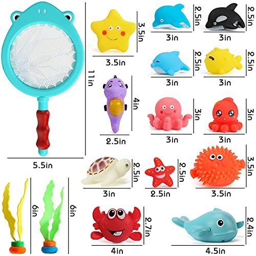 Shindel 16 PCS Baby Bath Toys, Floating Pool Toys for Kids Toddler Boys Girls