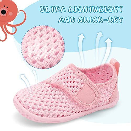 shopUAL Toddler Water Shoes Kids Girls Boys Beach Aqua Socks Skin Barefoot Walking Water Shoes Quick Dry Non-Slip Breathable Swim Pool Surf