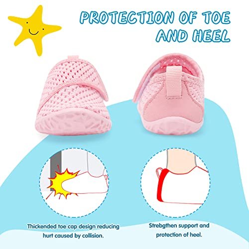 shopUAL Toddler Water Shoes Kids Girls Boys Beach Aqua Socks Skin Barefoot Walking Water Shoes Quick Dry Non-Slip Breathable Swim Pool Surf