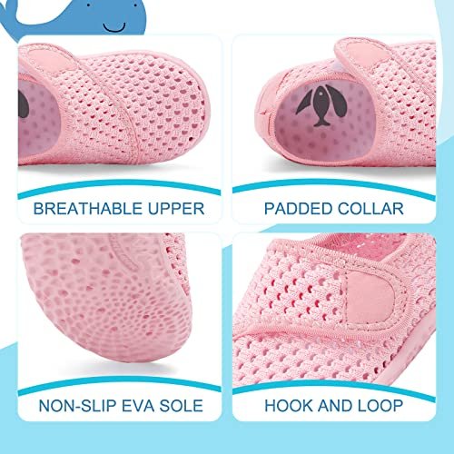 shopUAL Toddler Water Shoes Kids Girls Boys Beach Aqua Socks Skin Barefoot Walking Water Shoes Quick Dry Non-Slip Breathable Swim Pool Surf