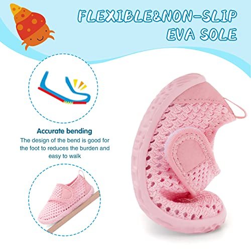 shopUAL Toddler Water Shoes Kids Girls Boys Beach Aqua Socks Skin Barefoot Walking Water Shoes Quick Dry Non-Slip Breathable Swim Pool Surf