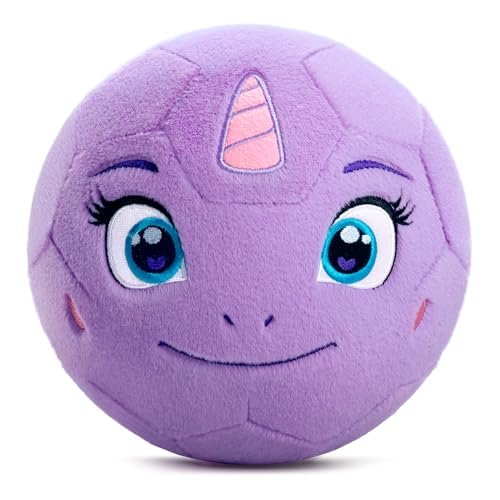 Silent Indoor Soccer Balls for Toddlers 1-3, Inflatable Soft Plush Baby Toddler Soccer Ball Toys Gifts for Kid 3-5 Year Old Girl Boy First Birthday Gift (Unicorn, Pump Include)