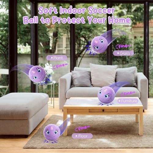 Silent Indoor Soccer Balls for Toddlers 1-3, Inflatable Soft Plush Baby Toddler Soccer Ball Toys Gifts for Kid 3-5 Year Old Girl Boy First Birthday Gift (Unicorn, Pump Include)