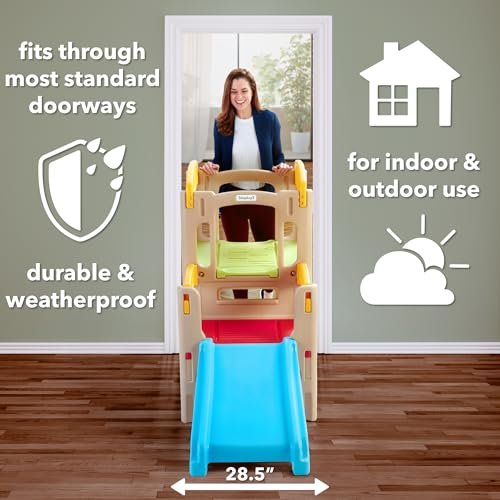 Simplay3 Young Explorers Adventure Climber - Indoor Outdoor Crawl Climb Drive Slide, Year-Round Playset for Children