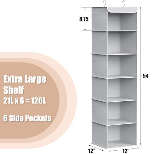 Simple Houseware 6 Shelf Hanging Closet Organizer, Gray
