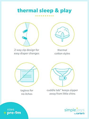 Simple Joys by Carter's Baby Girls' 2-Way Zip Thermal Footed Sleep and Play, Pack of 2