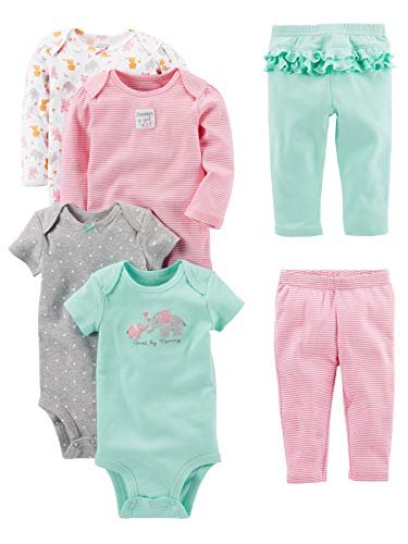 Simple Joys by Carter's baby-girls 6-piece Bodysuits (Short and Long Sleeve) and Pants Set