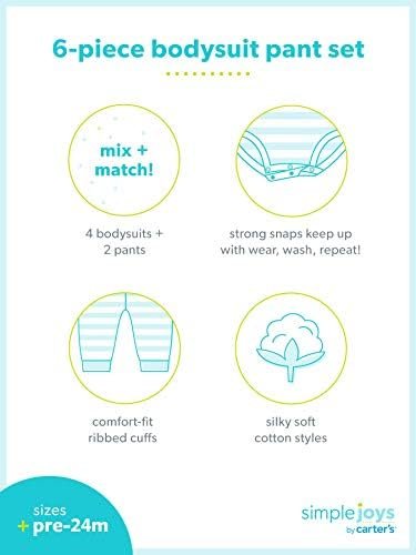 Simple Joys by Carter's baby-girls 6-piece Bodysuits (Short and Long Sleeve) and Pants Set